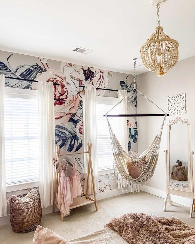 Hanging Chair, Floral Sanctuary