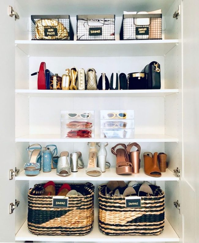 Labeled Baskets, Color-Coordinated Shelves
