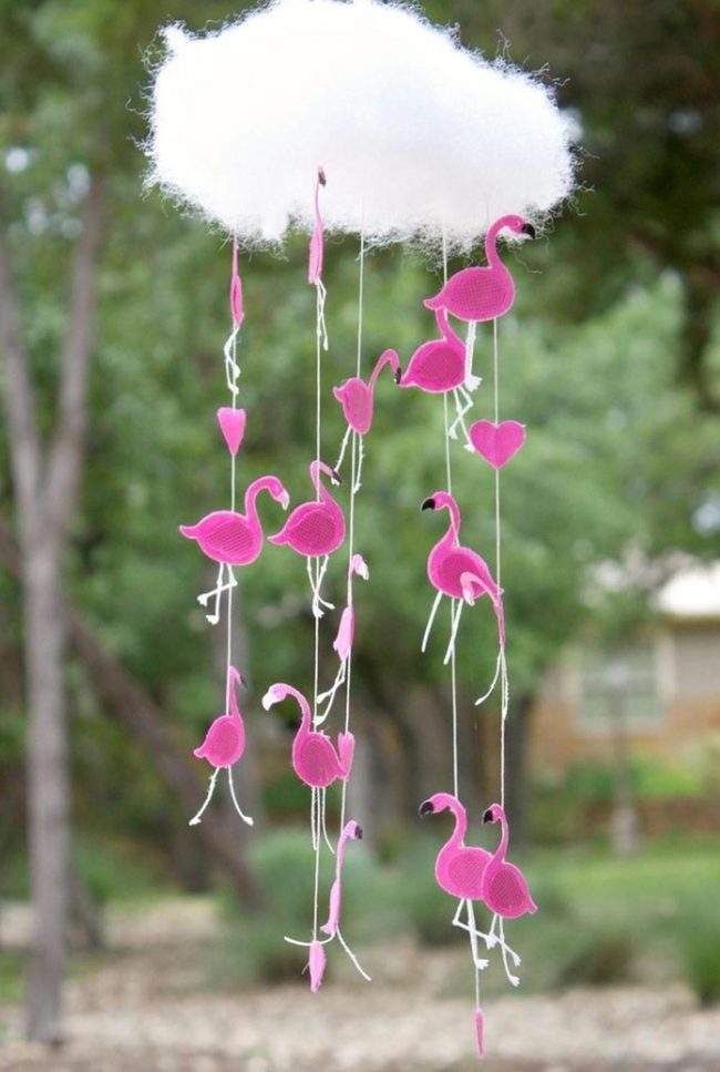 Pink Flamingos Swinging Cloud