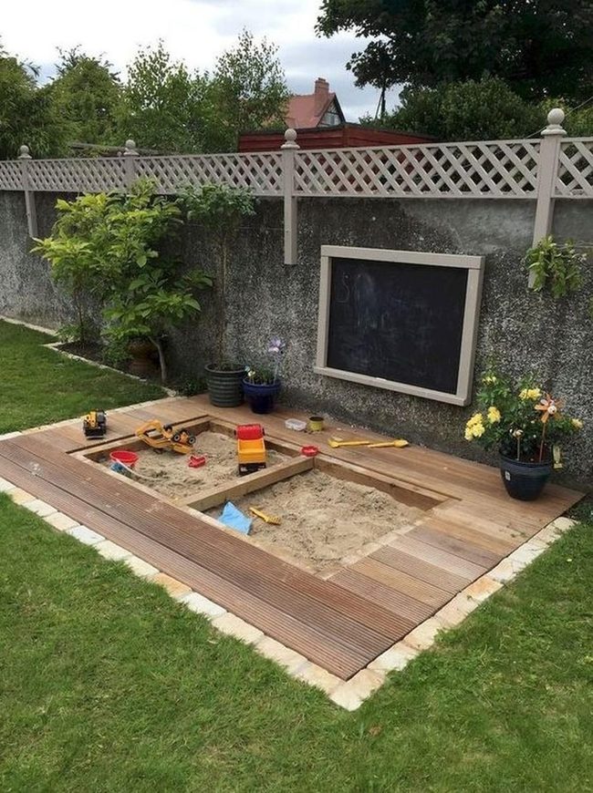 Wooden Sandbox Backyard Play