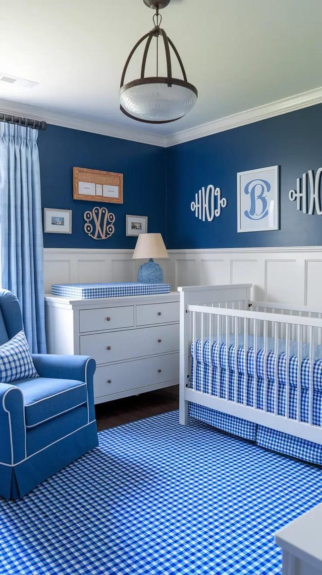 Sky Blue Walls With White Wainscoting
