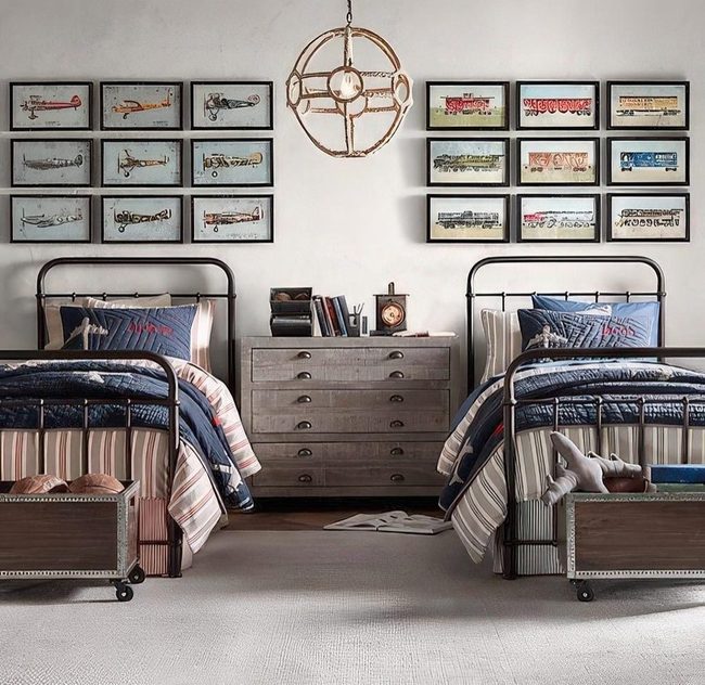 Blue Striped Airplane Beds