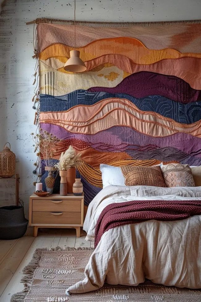Earth-Tone Tapestry Bedroom