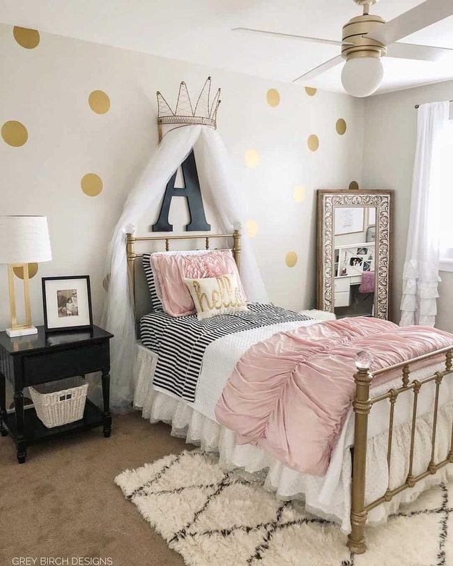 Gold Polka Dot Princess Bedroom