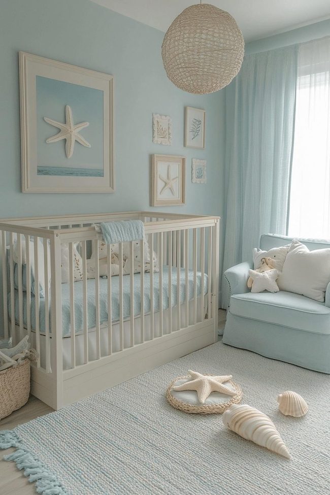 Coastal Blue Nursery With Driftwood
