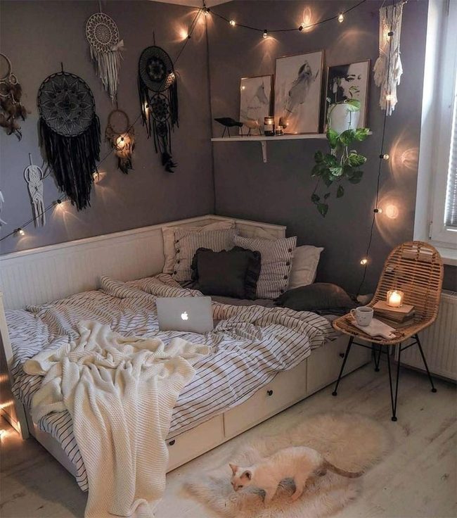 Dark Slate Boho Bedroom