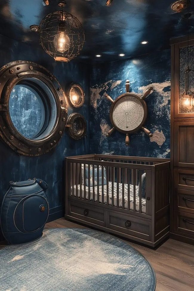 Navy Porthole Nursery