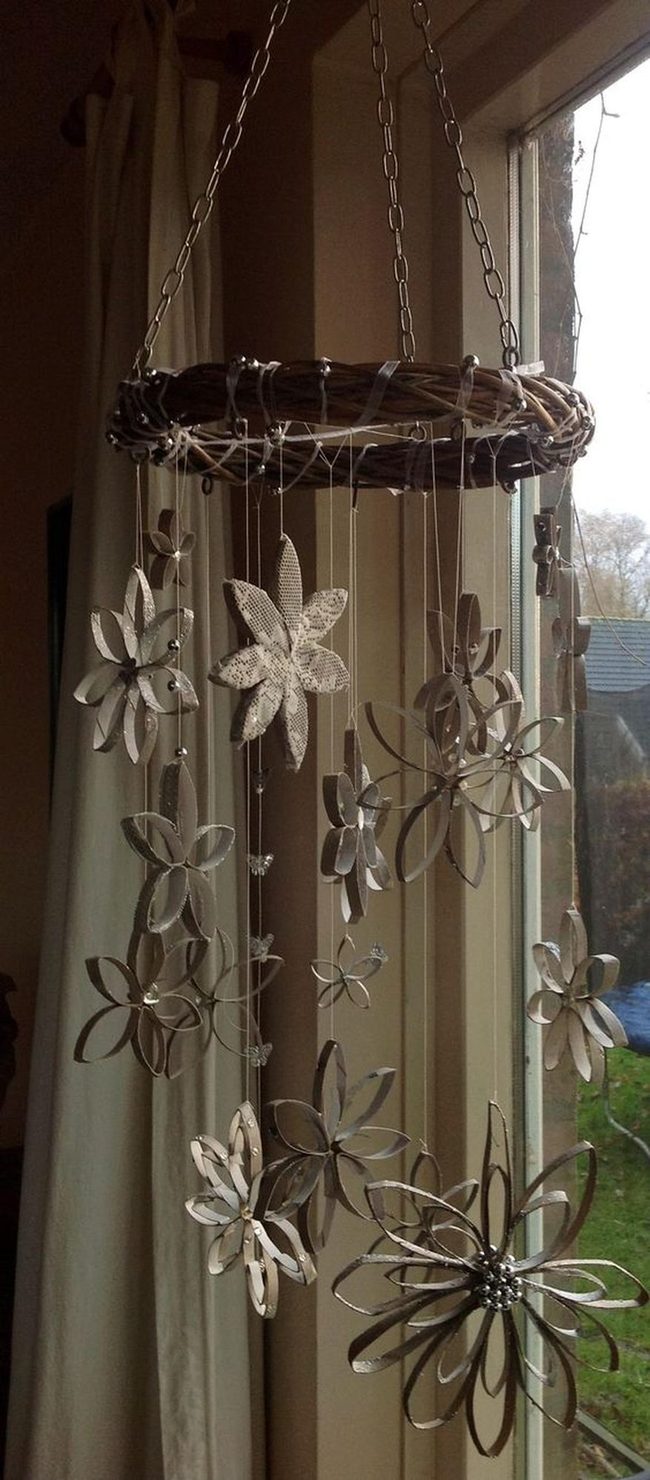 Recycled Paper Flowers Mobile