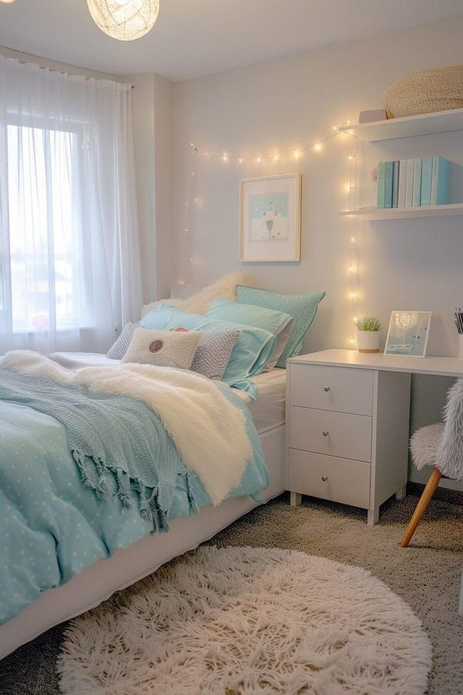 Baby Blue Accents With White Furniture