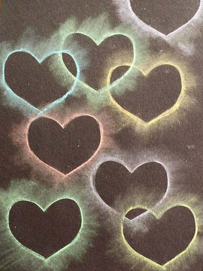 Black Cardstock, White Chalk Hearts