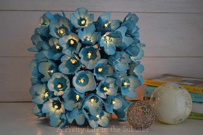 Blue Paper Flowers, Glowing Softly