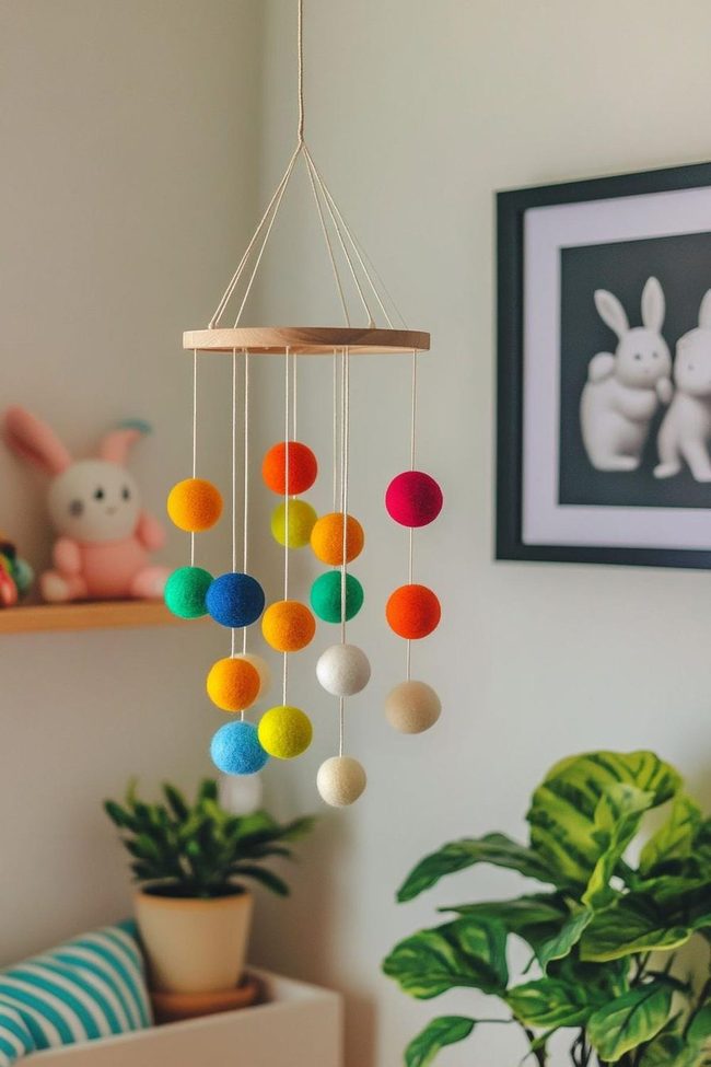 Colorful Hanging Felt Shapes