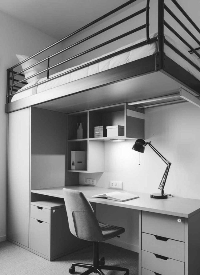 Loft Bed Integrated Workspace