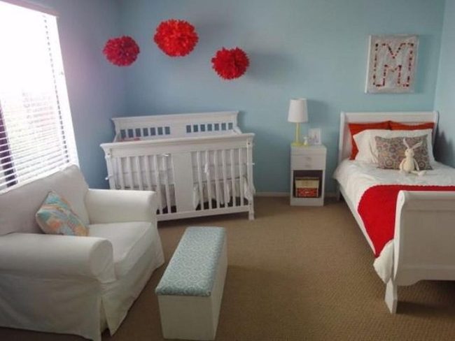 Light Blue And Red Nursery Harmony