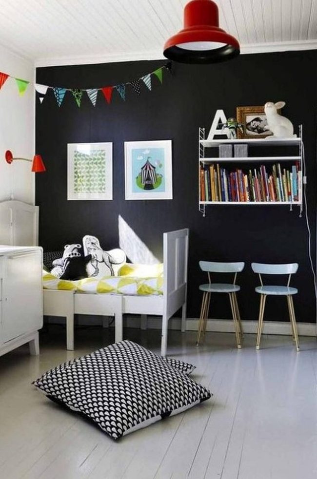 Black Wall Yellow Bedding Bedroom