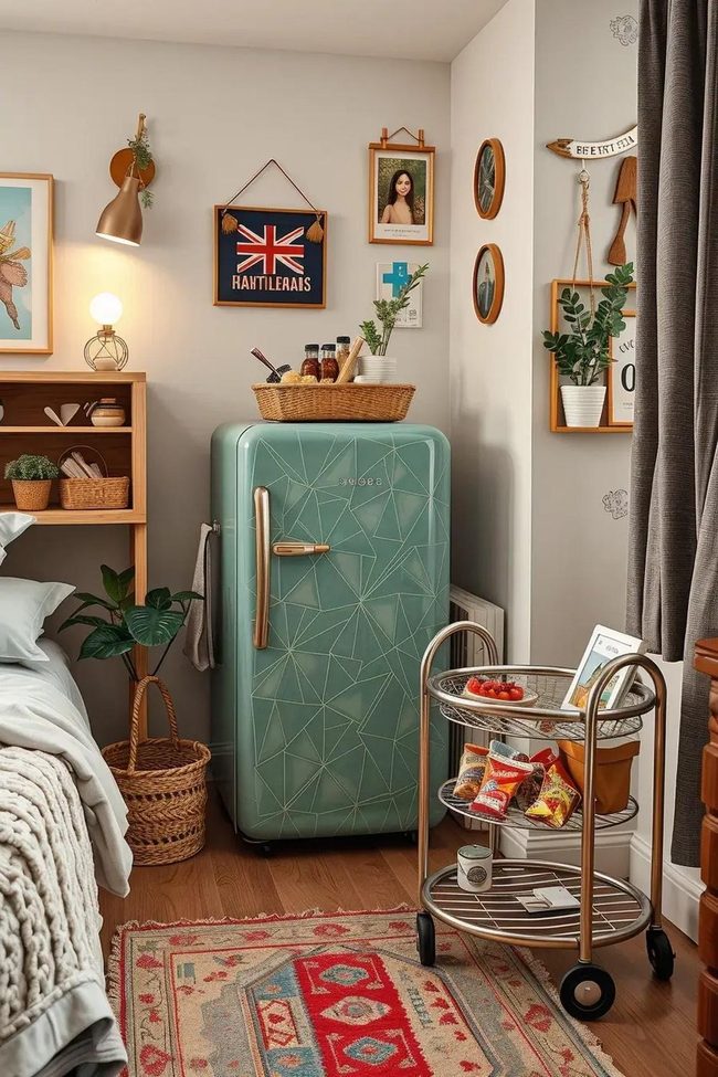 Pale Green Mini Fridge Styled