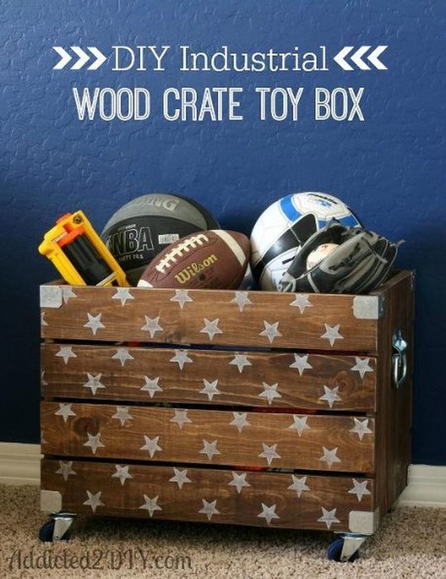 Painted Wood Crate Storage