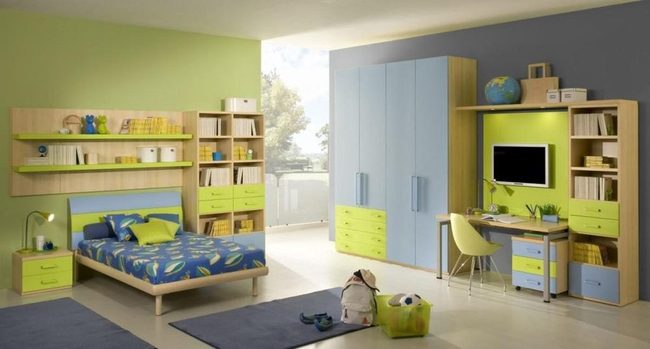 Sunlit Green and Blue Bedroom