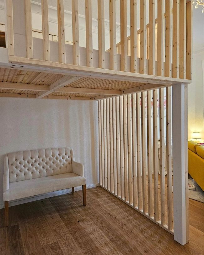 Natural Wood Loft With Lounge Zone