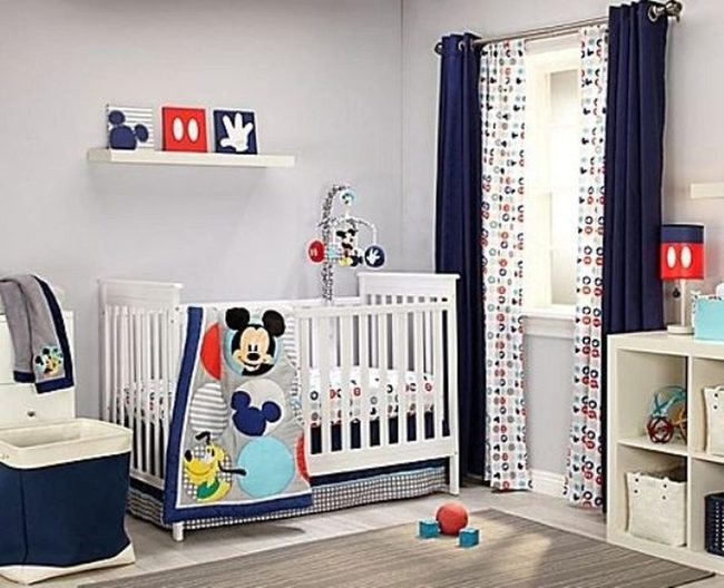 Mickey Mouse Nursery, Navy And Gray