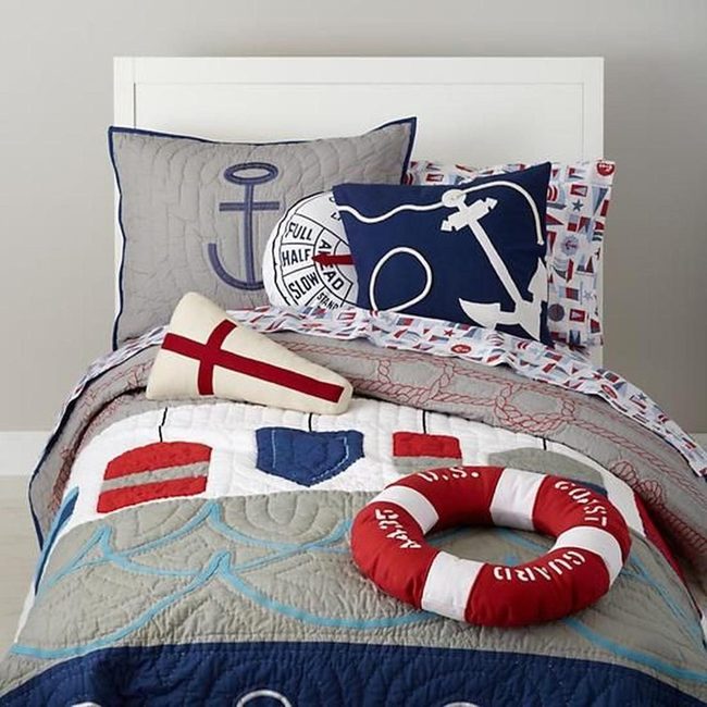 Blue Lifesaver Pillow Nautical Bed