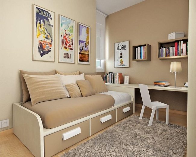 Beige Daybed With Vintage Posters