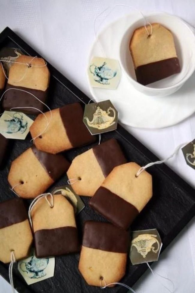 Chocolate-Dipped Tea Bag Cookies