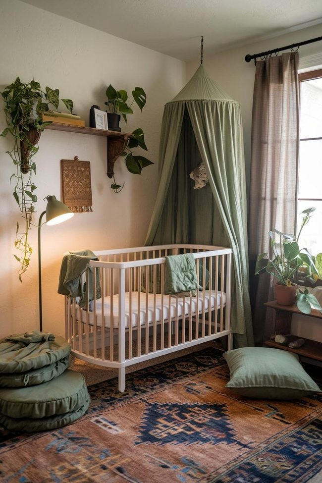 Green Canopy Nursery with Layered Textures