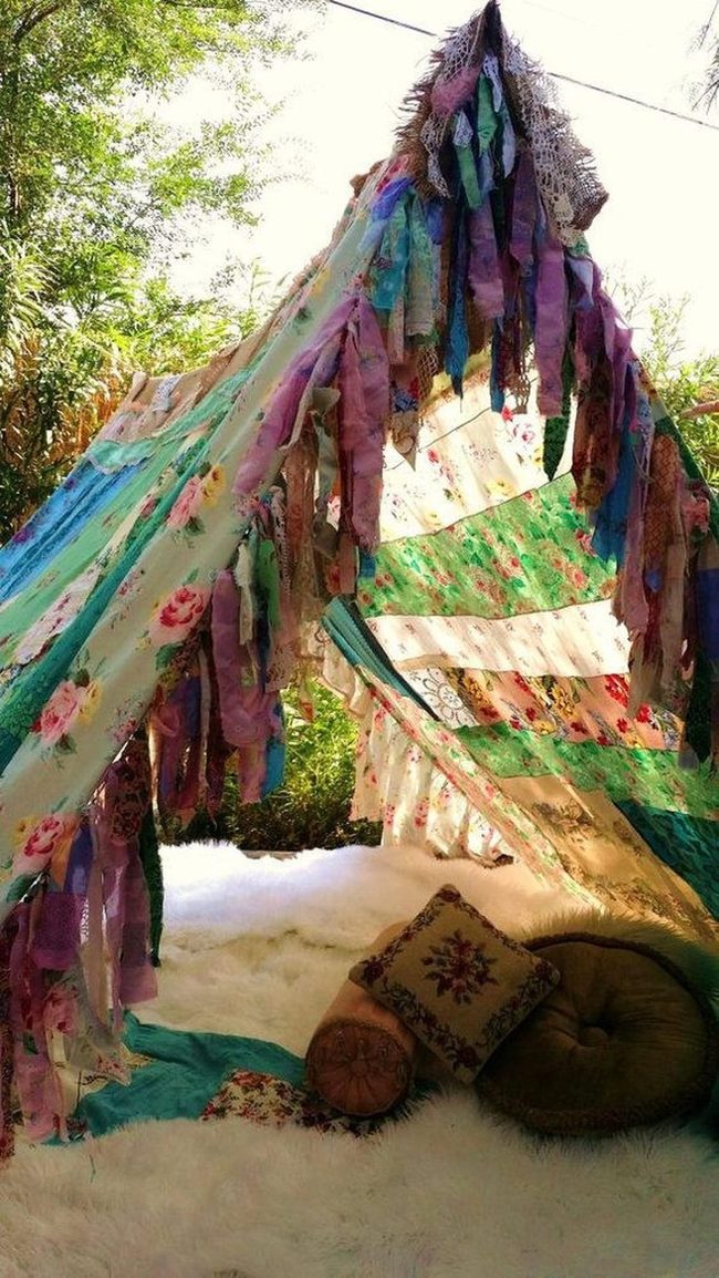 Patchwork Canvas Tents In Forest