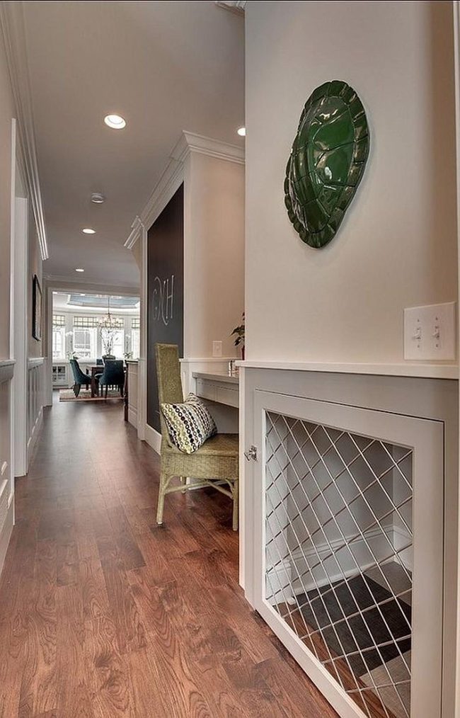 Wooden Hallway With Green Accents