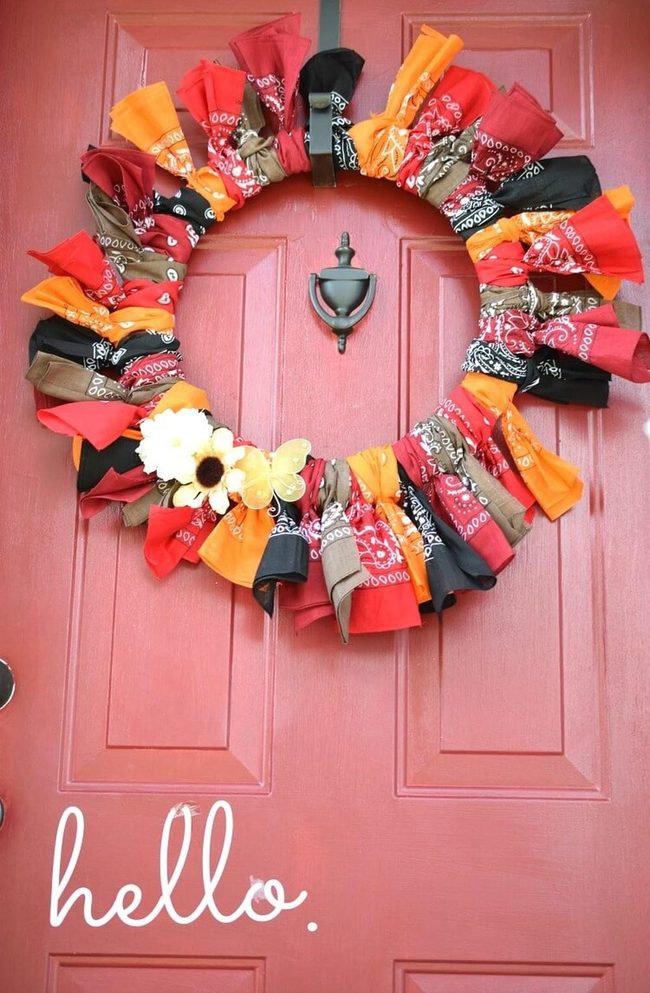 Patterned Bandana Wreath Makeover
