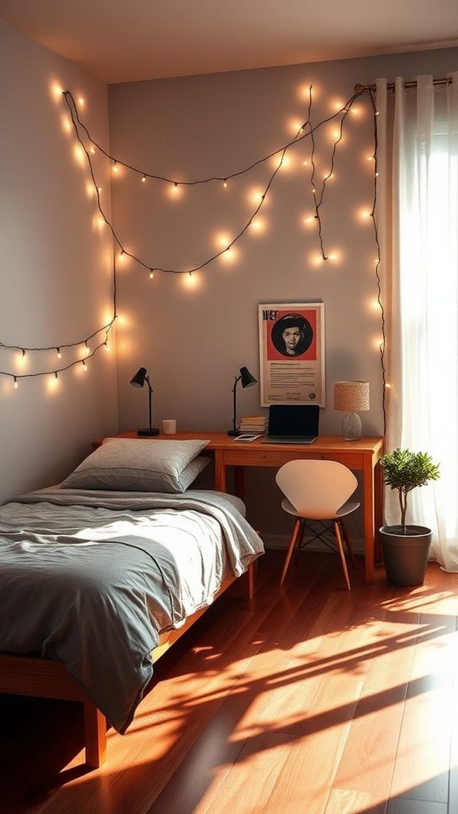 Warm White Lights Bedroom Ambiance