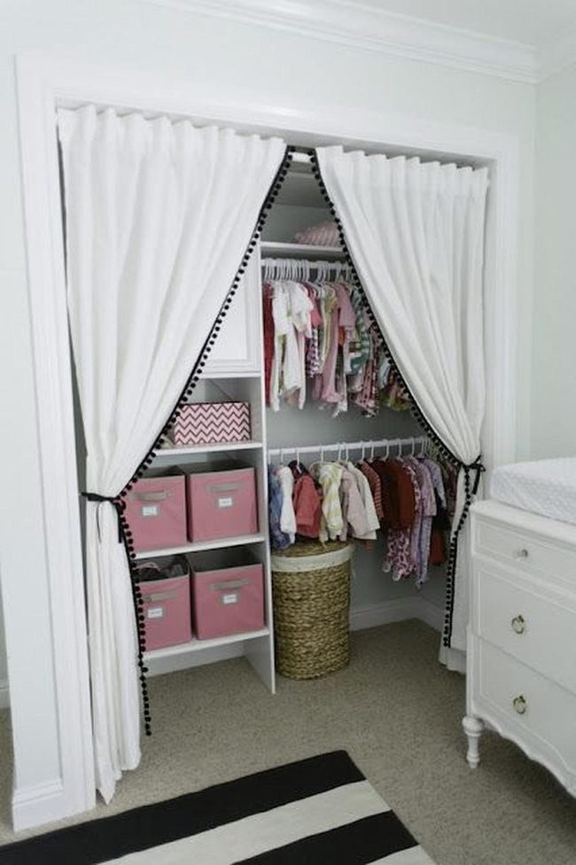 Pink Bins, Black Stripes, White Walls