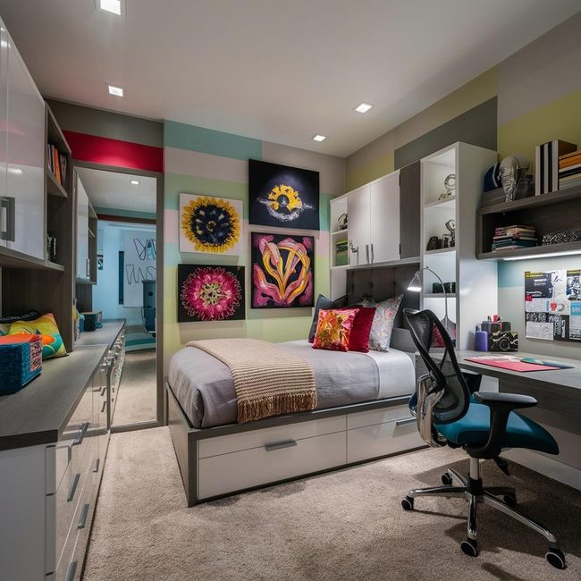 Minimalist Teen Space with Neutral Backdrop