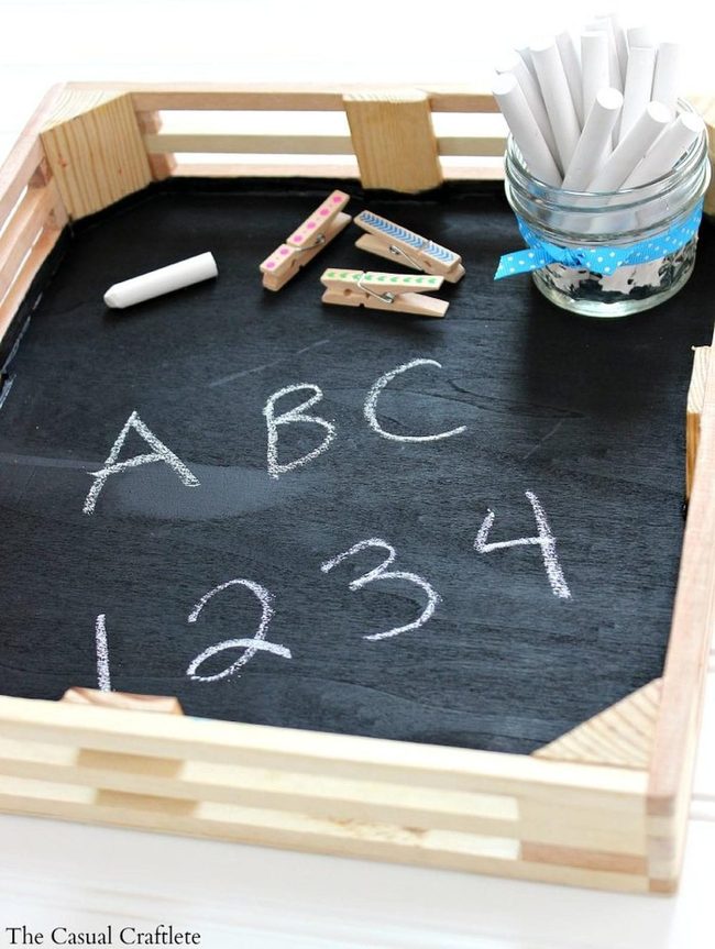 Black Chalkboard Natural Wood Frame