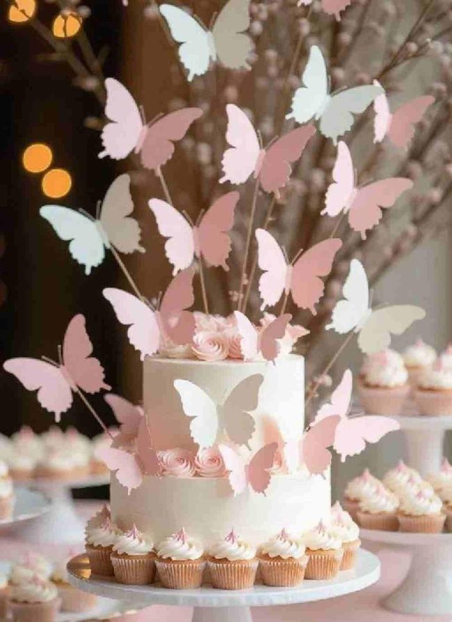 Paper Butterflies Soft Pastel Backdrop