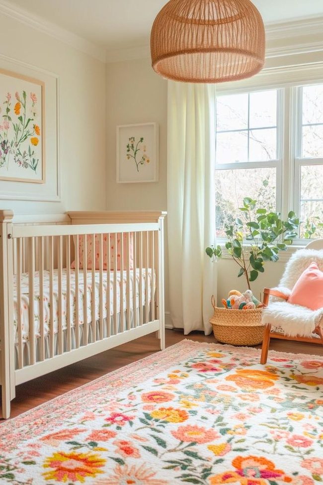 Watercolor Florals Diffused Nursery Wall