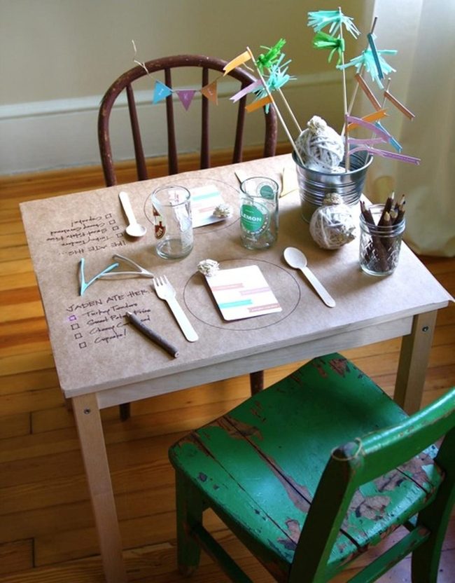 Brown Paper Doodle Table