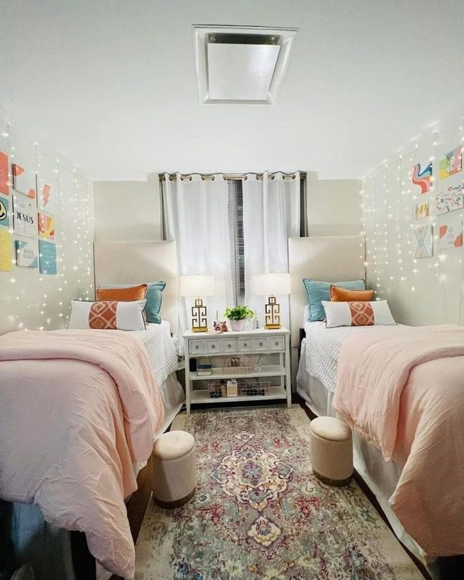 Fairy Lights Pink Bedroom