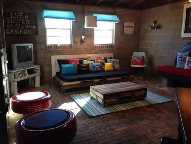 Red Button Stools Industrial Loft