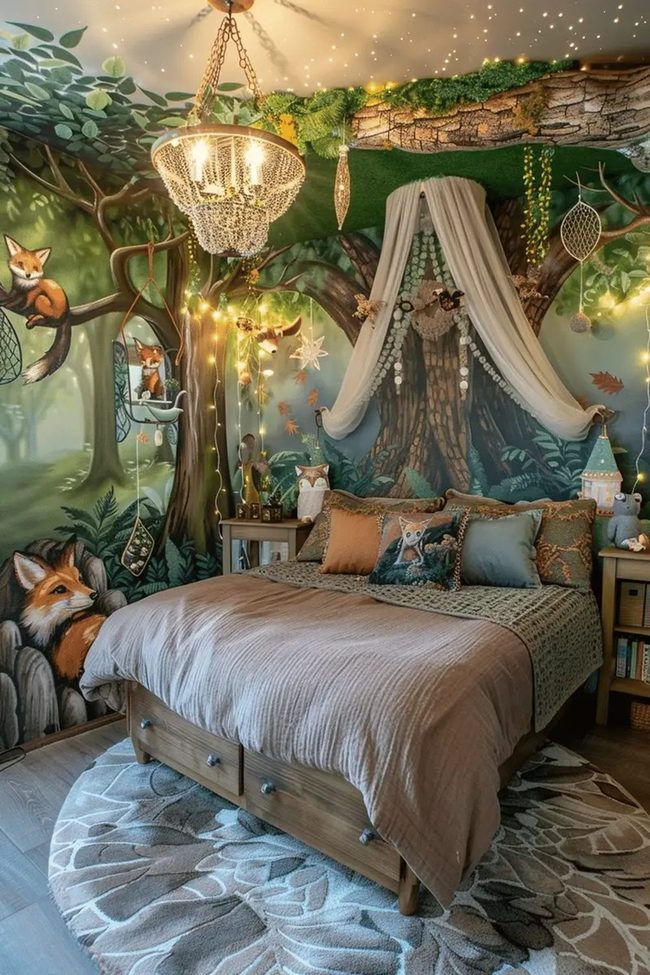 Forest Mural Bedroom Sanctuary