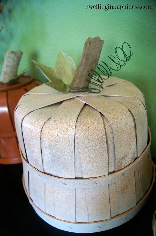 Woven Basket Pumpkins In Autumn Gold