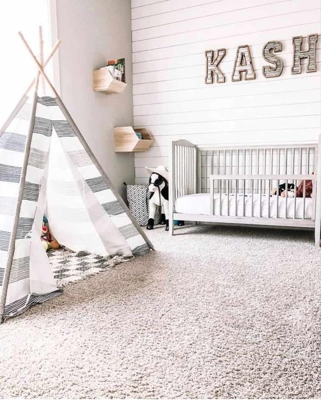 Gray Crib, White Shiplap Nursery