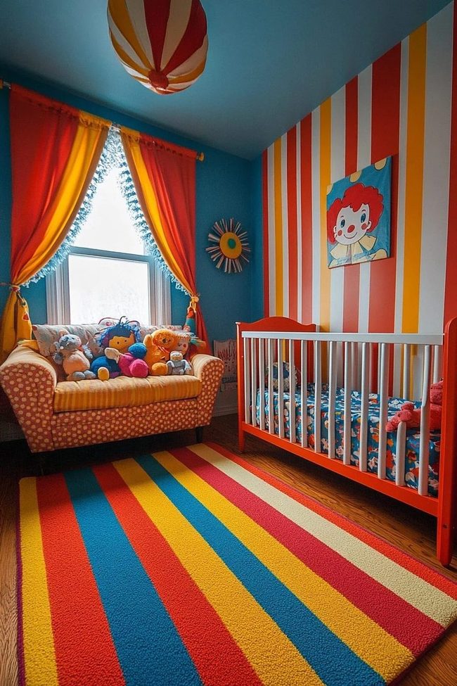 Striped Walls Red Crib Joy