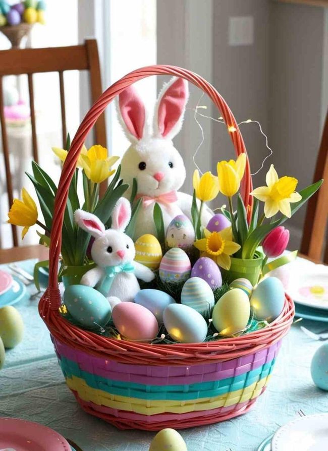 Pastel Eggs Spring Basket Centerpiece