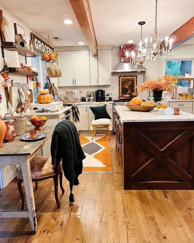 Autumn Orange Farmhouse Kitchen