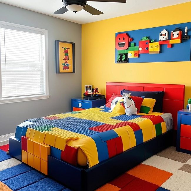 Giant Brick Bed Red Blue Yellow