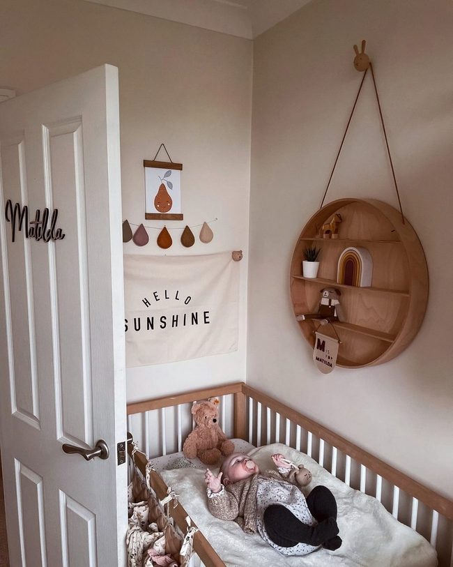 Light Beige Nursery, Natural Wood Accents