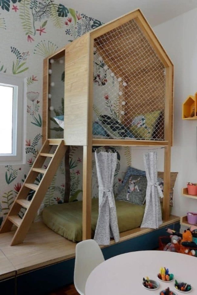 Indoor Treehouse With Fairy Lights