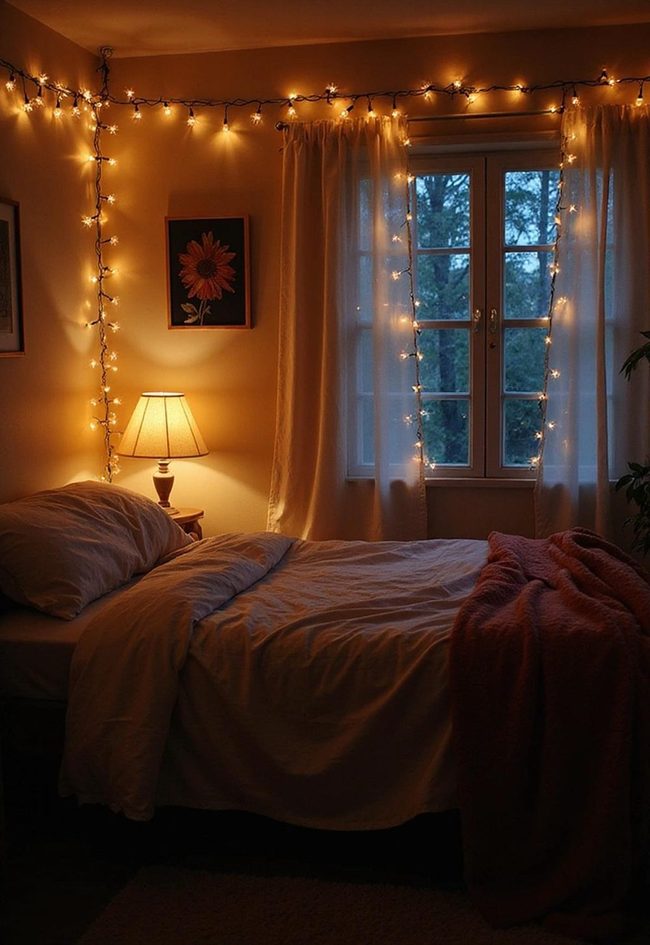 Golden String Lighting For Dorm Spaces